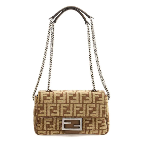 $3100 NEW Fendi Baguette Chain Midi FF jacquard logo fabric bag purse NWT - Picture 2 of 16